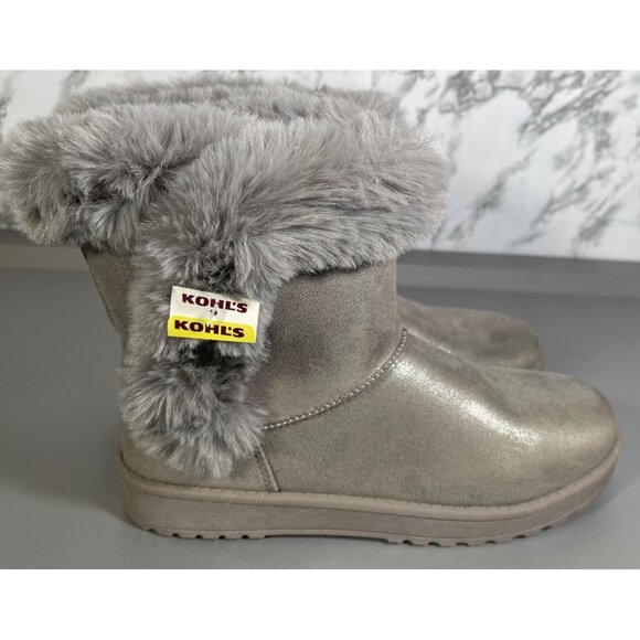 Sonoma Goods For Life Alainaa Size 6 girls winter boots Gray Faux Fur-Lined - Picture 3 of 8